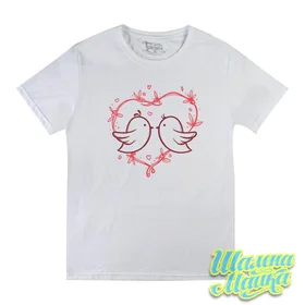 Прикольные футболки: Love 048 Влюбленные птицы 4 Белая